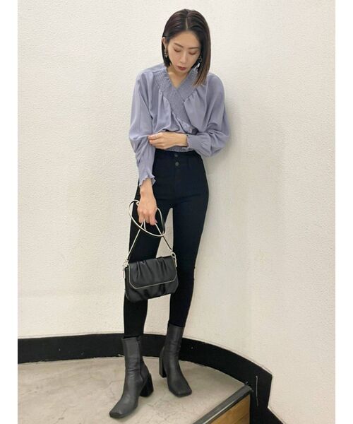 EMODA（エモダ）の「タックスクエアショルダーバッグ（ショルダーバッグ・レディース・ブラック/ブラウン・FREE）」の6枚目の写真