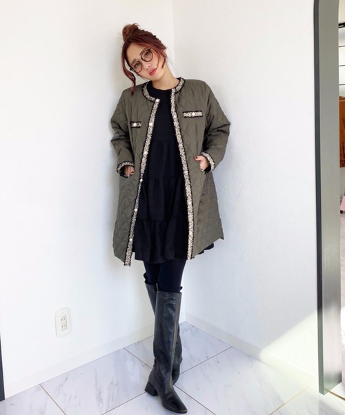 M y u(ミュー)の「キルティングオーバーコート(ダウンジャケット/コート・レディース・ブラック/ベージュ/アイボリー/アイボリー系/カーキ・FREE)」の13枚目の写真