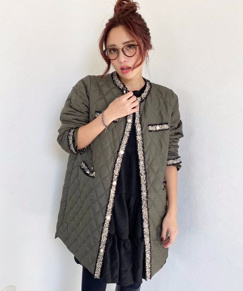 M y u(ミュー)の「キルティングオーバーコート(ダウンジャケット/コート・レディース・ブラック/ベージュ/アイボリー/アイボリー系/カーキ・FREE)」の8枚目の写真