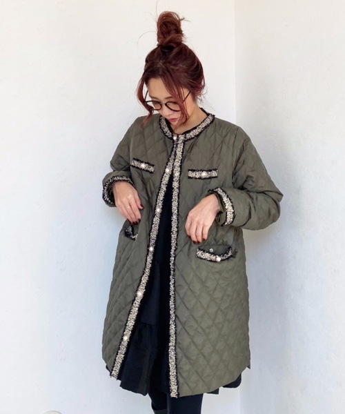 M y u(ミュー)の「キルティングオーバーコート(ダウンジャケット/コート・レディース・ブラック/ベージュ/アイボリー/アイボリー系/カーキ・FREE)」の18枚目の写真