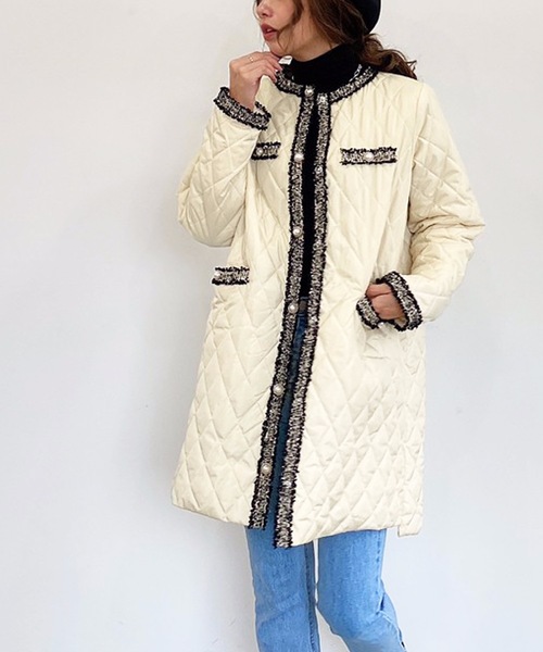 M y u(ミュー)の「キルティングオーバーコート(ダウンジャケット/コート・レディース・ブラック/ベージュ/アイボリー/アイボリー系/カーキ・FREE)」の19枚目の写真