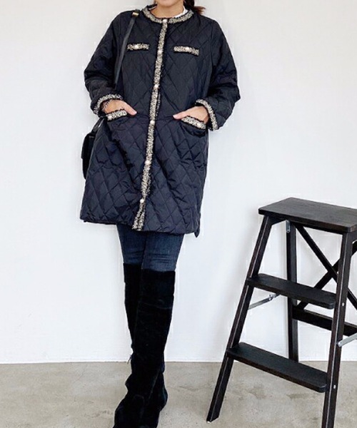 M y u(ミュー)の「キルティングオーバーコート(ダウンジャケット/コート・レディース・ブラック/ベージュ/アイボリー/アイボリー系/カーキ・FREE)」の16枚目の写真