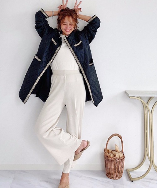 M y u(ミュー)の「キルティングオーバーコート(ダウンジャケット/コート・レディース・ブラック/ベージュ/アイボリー/アイボリー系/カーキ・FREE)」の21枚目の写真