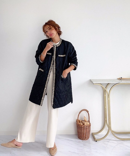 M y u(ミュー)の「キルティングオーバーコート(ダウンジャケット/コート・レディース・ブラック/ベージュ/アイボリー/アイボリー系/カーキ・FREE)」の6枚目の写真