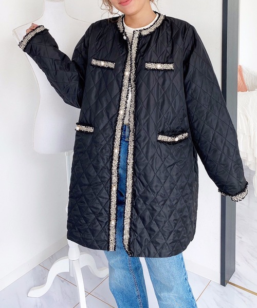 M y u(ミュー)の「キルティングオーバーコート(ダウンジャケット/コート・レディース・ブラック/ベージュ/アイボリー/アイボリー系/カーキ・FREE)」の11枚目の写真