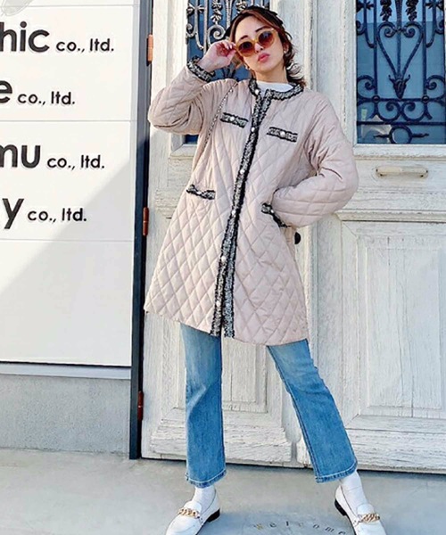 M y u(ミュー)の「キルティングオーバーコート(ダウンジャケット/コート・レディース・ブラック/ベージュ/アイボリー/アイボリー系/カーキ・FREE)」の12枚目の写真