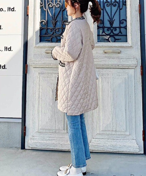 M y u(ミュー)の「キルティングオーバーコート(ダウンジャケット/コート・レディース・ブラック/ベージュ/アイボリー/アイボリー系/カーキ・FREE)」の7枚目の写真