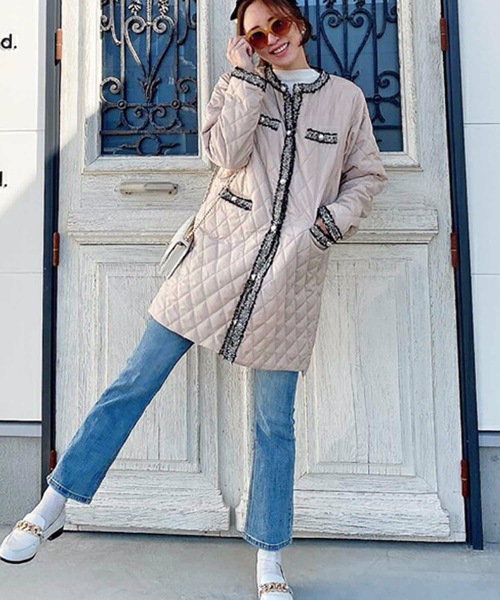 M y u(ミュー)の「キルティングオーバーコート(ダウンジャケット/コート・レディース・ブラック/ベージュ/アイボリー/アイボリー系/カーキ・FREE)」の22枚目の写真