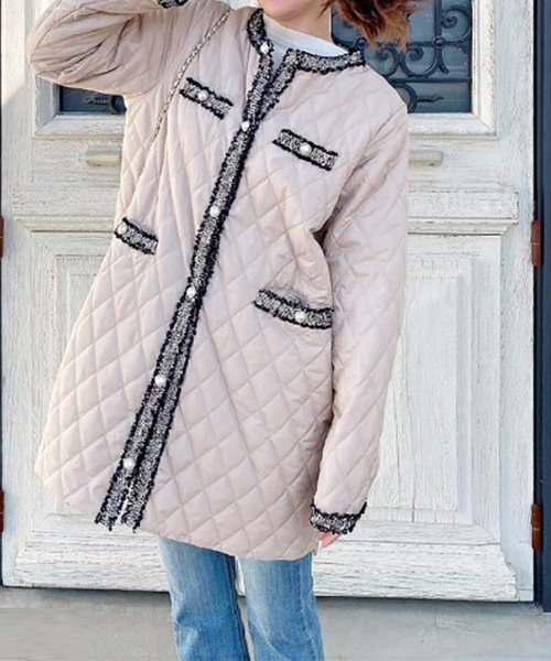 M y u(ミュー)の「キルティングオーバーコート(ダウンジャケット/コート・レディース・ブラック/ベージュ/アイボリー/アイボリー系/カーキ・FREE)」の17枚目の写真