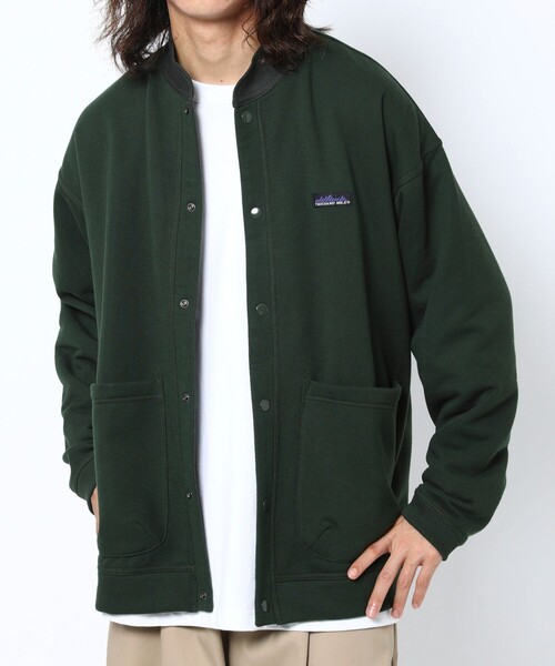 FREAK'S STORE(フリークスストア)の「WEB限定 THOUSAND MILE×FREAK'S STORE/サウザンドマイル 別注 スタンドカラー裏起毛 スウェットカーディガン/ジャケット(カーディガン/ボレロ・メンズ・ブラック/グレー/グリーン・SMALL/MEDIUM/LARGE)」の3枚目の写真