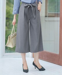 【洗える】幅広く活躍が期待できるウール調クロップドワイドパンツ