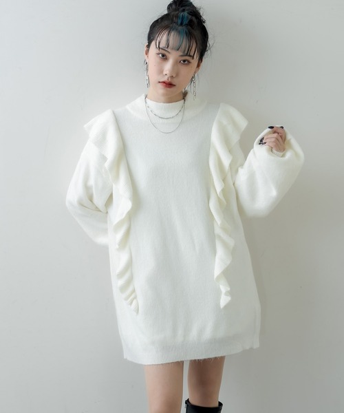 RASVOA（ラスボア）の「モヘアフリルニットワンピース（ワンピース・レディース・ブラック/グレー/オフホワイト・FREE）」の21枚目の写真