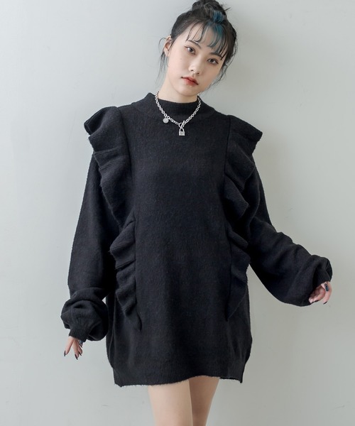 RASVOA（ラスボア）の「モヘアフリルニットワンピース（ワンピース・レディース・ブラック/グレー/オフホワイト・FREE）」の19枚目の写真