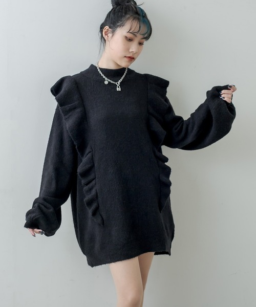 RASVOA（ラスボア）の「モヘアフリルニットワンピース（ワンピース・レディース・ブラック/グレー/オフホワイト・FREE）」の11枚目の写真