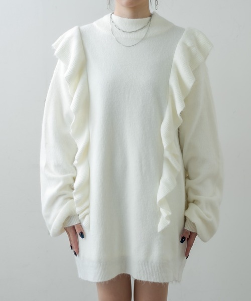 RASVOA（ラスボア）の「モヘアフリルニットワンピース（ワンピース・レディース・ブラック/グレー/オフホワイト・FREE）」の18枚目の写真