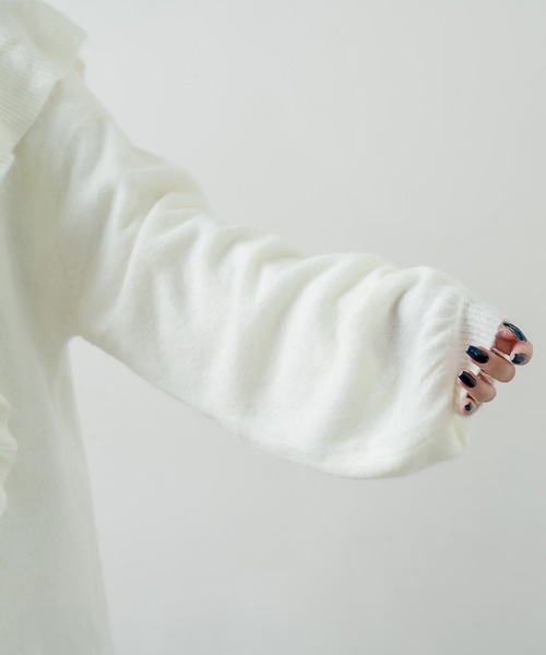 RASVOA（ラスボア）の「モヘアフリルニットワンピース（ワンピース・レディース・ブラック/グレー/オフホワイト・FREE）」の7枚目の写真