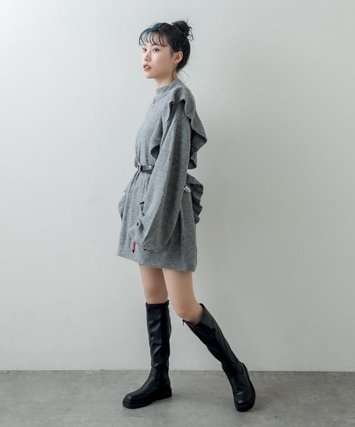 RASVOA（ラスボア）の「モヘアフリルニットワンピース（ワンピース・レディース・ブラック/グレー/オフホワイト・FREE）」の17枚目の写真