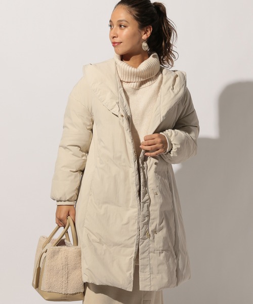 BAYFLOW（ベイフロー）の「ショールフードダウンコート（その他アウター・レディース・ネイビー/アイボリー・FREE）」の20枚目の写真