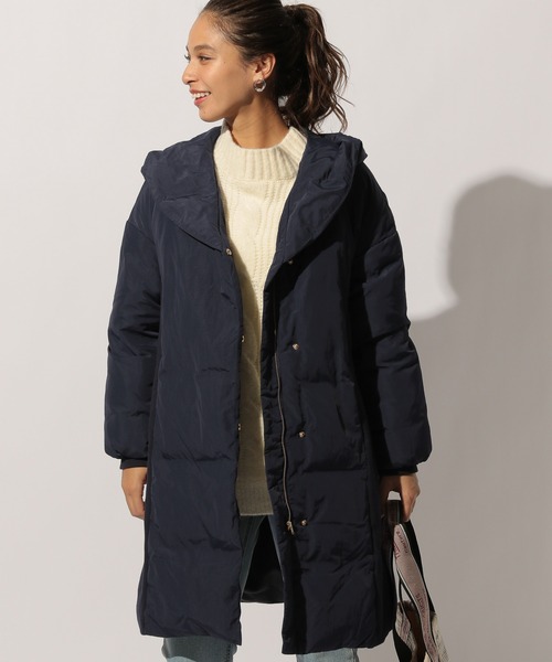 BAYFLOW（ベイフロー）の「ショールフードダウンコート（その他アウター・レディース・ネイビー/アイボリー・FREE）」の8枚目の写真