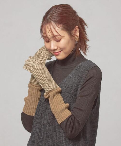 closet story（クローゼットストーリー）の「＜closet story（クローゼットストーリー）＞ハウンドトゥース×リブ 2WAY グローブ（手袋・レディース・ブラック/ブラウン・FREE）」の15枚目の写真