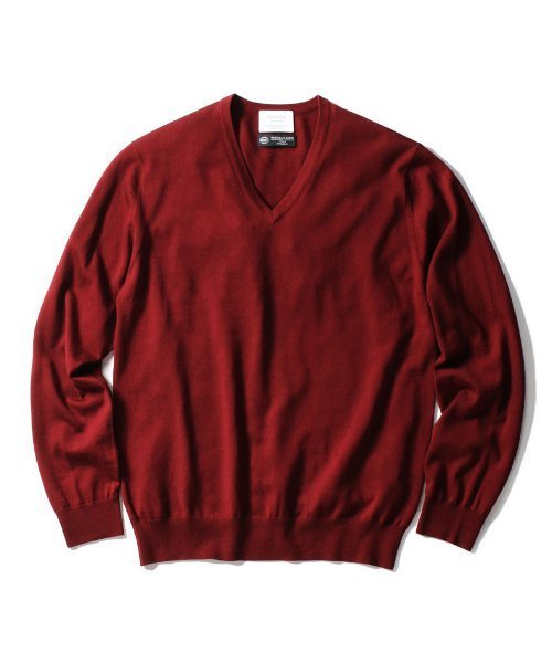 EDIFICE(エディフィス)の「◇16GG Vネック プルオーバー(ニット/セーター・メンズ・チャコールグレー/ホワイト/ネイビー/ブルー系その他/ボルドー・44/46/48)」の5枚目の写真