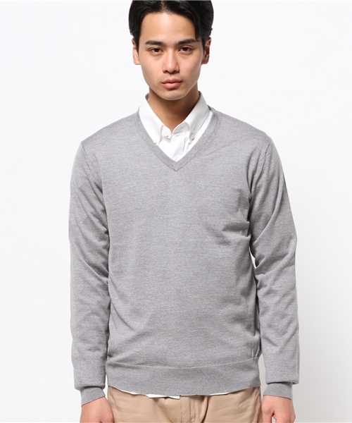 EDIFICE(エディフィス)の「◇16GG Vネック プルオーバー(ニット/セーター・メンズ・チャコールグレー/ホワイト/ネイビー/ブルー系その他/ボルドー・44/46/48)」の10枚目の写真