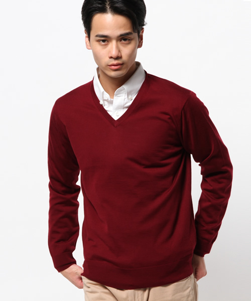 EDIFICE(エディフィス)の「◇16GG Vネック プルオーバー(ニット/セーター・メンズ・チャコールグレー/ホワイト/ネイビー/ブルー系その他/ボルドー・44/46/48)」の9枚目の写真