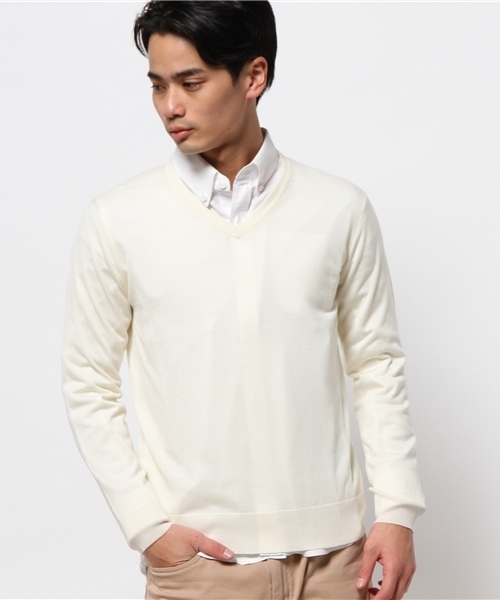 EDIFICE(エディフィス)の「◇16GG Vネック プルオーバー(ニット/セーター・メンズ・チャコールグレー/ホワイト/ネイビー/ブルー系その他/ボルドー・44/46/48)」の14枚目の写真