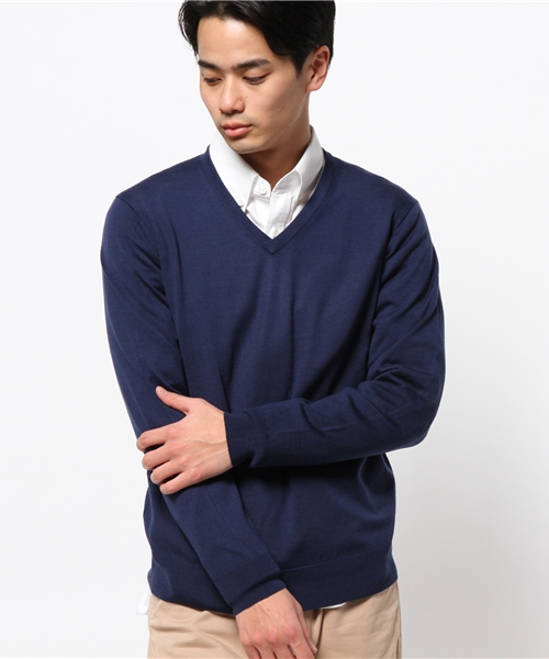 EDIFICE(エディフィス)の「◇16GG Vネック プルオーバー(ニット/セーター・メンズ・チャコールグレー/ホワイト/ネイビー/ブルー系その他/ボルドー・44/46/48)」の17枚目の写真