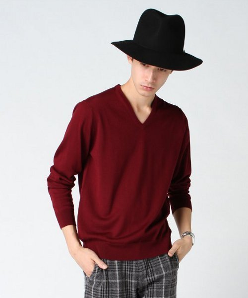 EDIFICE(エディフィス)の「◇16GG Vネック プルオーバー(ニット/セーター・メンズ・チャコールグレー/ホワイト/ネイビー/ブルー系その他/ボルドー・44/46/48)」の18枚目の写真