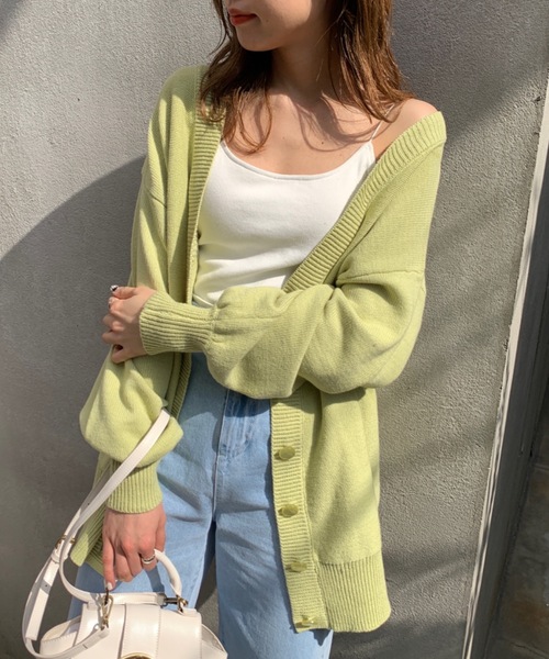 OLIVE des OLIVE（オリーブデオリーブ）の「ダブルフロントチュニックカーディガン/ニットカーディガン（カーディガン/ボレロ・レディース・ブラック/グレー/ピンク/ライム/アイボリー・FREE）」の4枚目の写真