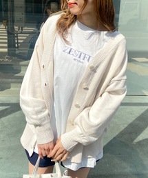 OLIVE des OLIVE | ダブルフロントチュニックカーディガン/ニットカーディガン(カーディガン/ボレロ)