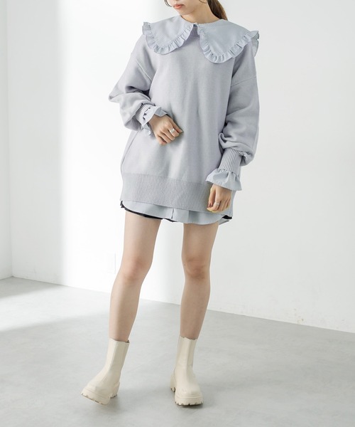 OLIVE des OLIVE（オリーブデオリーブ）の「ダブルフロントチュニックカーディガン/ニットカーディガン（カーディガン/ボレロ・レディース・ブラック/グレー/ピンク/ライム/アイボリー・FREE）」の12枚目の写真