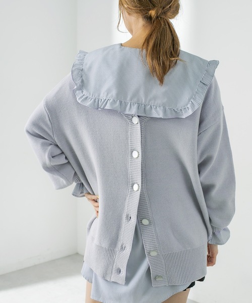 OLIVE des OLIVE（オリーブデオリーブ）の「ダブルフロントチュニックカーディガン/ニットカーディガン（カーディガン/ボレロ・レディース・ブラック/グレー/ピンク/ライム/アイボリー・FREE）」の14枚目の写真