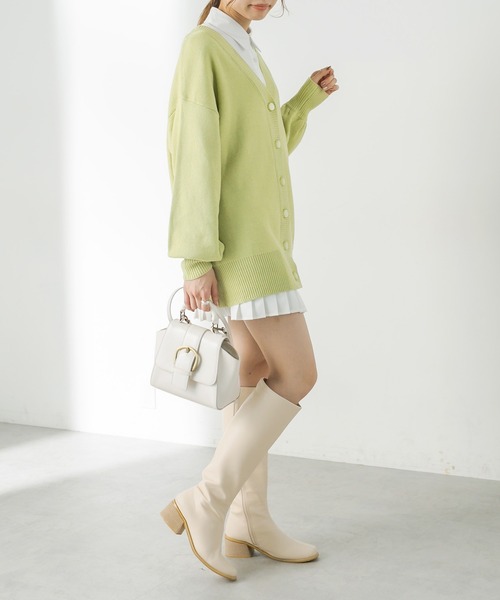 OLIVE des OLIVE（オリーブデオリーブ）の「ダブルフロントチュニックカーディガン/ニットカーディガン（カーディガン/ボレロ・レディース・ブラック/グレー/ピンク/ライム/アイボリー・FREE）」の16枚目の写真