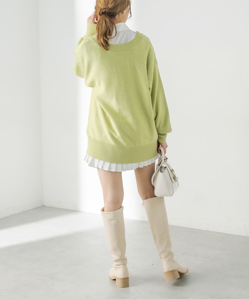 OLIVE des OLIVE（オリーブデオリーブ）の「ダブルフロントチュニックカーディガン/ニットカーディガン（カーディガン/ボレロ・レディース・ブラック/グレー/ピンク/ライム/アイボリー・FREE）」の17枚目の写真