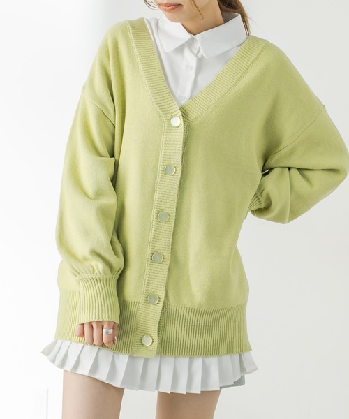 OLIVE des OLIVE（オリーブデオリーブ）の「ダブルフロントチュニックカーディガン/ニットカーディガン（カーディガン/ボレロ・レディース・ブラック/グレー/ピンク/ライム/アイボリー・FREE）」の18枚目の写真