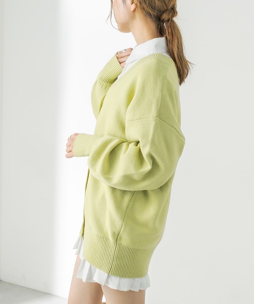 OLIVE des OLIVE（オリーブデオリーブ）の「ダブルフロントチュニックカーディガン/ニットカーディガン（カーディガン/ボレロ・レディース・ブラック/グレー/ピンク/ライム/アイボリー・FREE）」の19枚目の写真