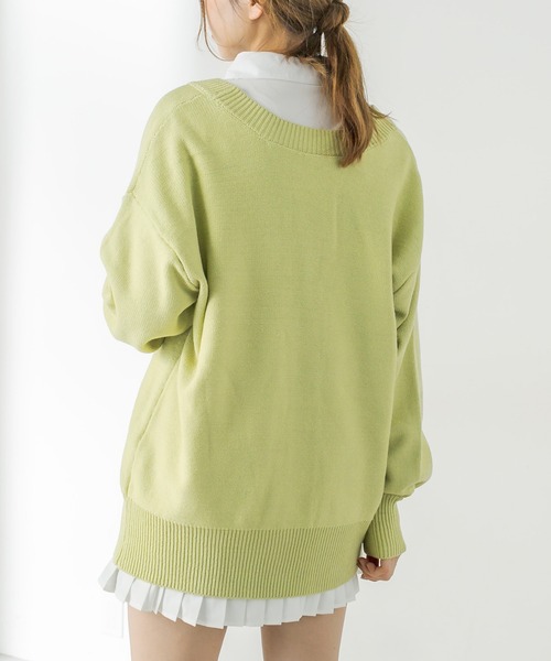 OLIVE des OLIVE（オリーブデオリーブ）の「ダブルフロントチュニックカーディガン/ニットカーディガン（カーディガン/ボレロ・レディース・ブラック/グレー/ピンク/ライム/アイボリー・FREE）」の20枚目の写真