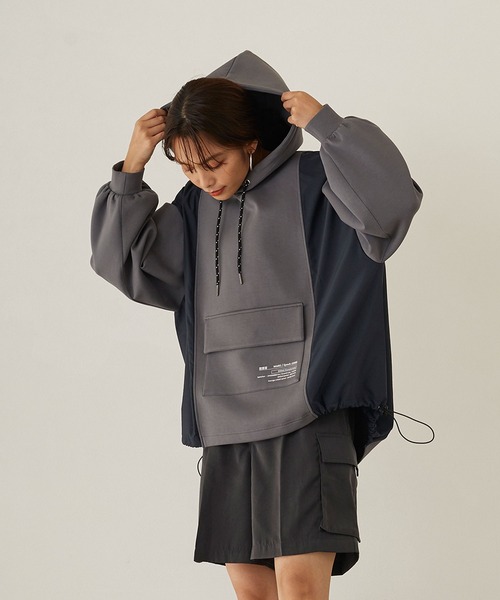 179/WG（イチナナキュウダブルジー）の「ドッキングフードプルオーバー（パーカー・レディース・チャコールグレー/オフホワイト・FREE）」の22枚目の写真