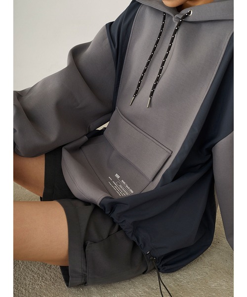 179/WG（イチナナキュウダブルジー）の「ドッキングフードプルオーバー（パーカー・レディース・チャコールグレー/オフホワイト・FREE）」の19枚目の写真