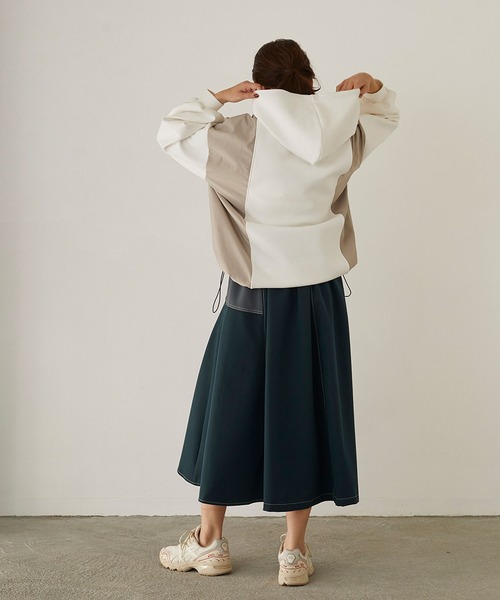 179/WG（イチナナキュウダブルジー）の「ドッキングフードプルオーバー（パーカー・レディース・チャコールグレー/オフホワイト・FREE）」の14枚目の写真