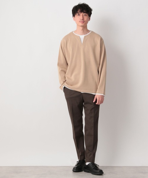 GLOBAL WORK（グローバルワーク）の「キーネックレイヤード長袖/258198（Tシャツ/カットソー・メンズ・チャコールグレー/ベージュ/ホワイト系その他2・SMALL/MEDIUM/LARGE）」の6枚目の写真