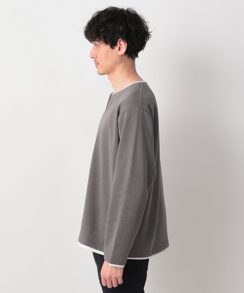 GLOBAL WORK（グローバルワーク）の「キーネックレイヤード長袖/258198（Tシャツ/カットソー・メンズ・チャコールグレー/ベージュ/ホワイト系その他2・SMALL/MEDIUM/LARGE）」の11枚目の写真