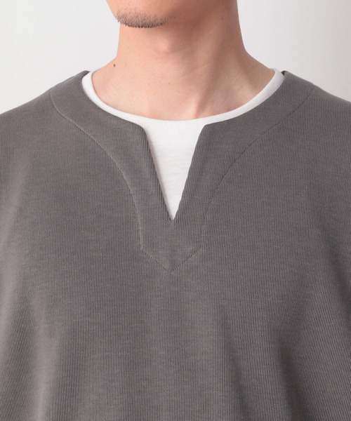 GLOBAL WORK（グローバルワーク）の「キーネックレイヤード長袖/258198（Tシャツ/カットソー・メンズ・チャコールグレー/ベージュ/ホワイト系その他2・SMALL/MEDIUM/LARGE）」の13枚目の写真