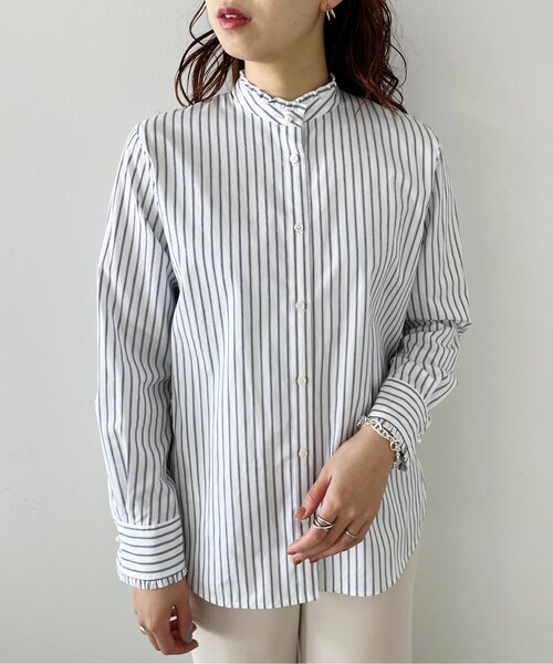 UNTITLED（アンタイトル）の「◆ストライプ柄 フリルブラウス【洗える】（シャツ/ブラウス・レディース・ホワイト系5/ブルー系5/ホワイト系9・00/01/02/03/04/44/48）」の2枚目の写真