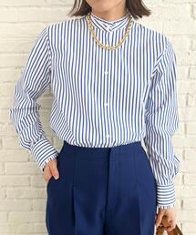 UNTITLED | ストライプ柄 フリルブラウス【洗える】(シャツ/ブラウス)