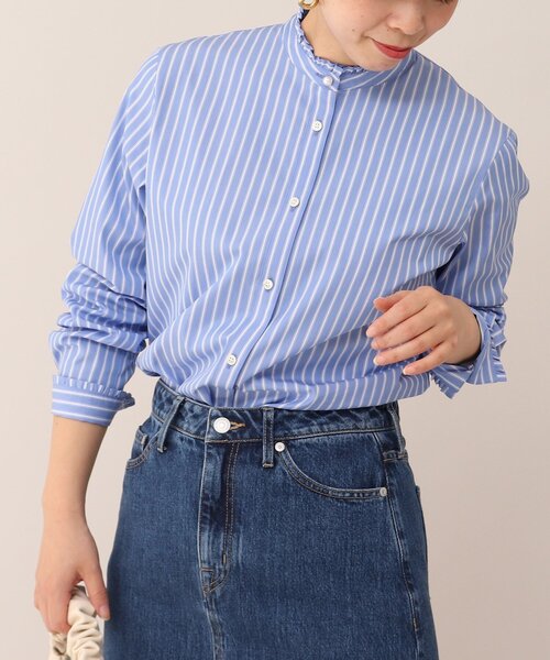 UNTITLED（アンタイトル）の「◆ストライプ柄 フリルブラウス【洗える】（シャツ/ブラウス・レディース・ホワイト系5/ブルー系5/ホワイト系9・00/01/02/03/04/44/48）」の3枚目の写真