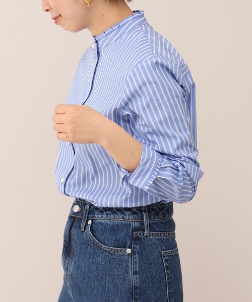 UNTITLED（アンタイトル）の「◆ストライプ柄 フリルブラウス【洗える】（シャツ/ブラウス・レディース・ホワイト系5/ブルー系5/ホワイト系9・00/01/02/03/04/44/48）」の10枚目の写真