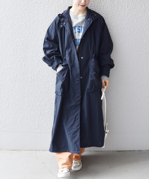 セール】SHIPS any:〈ウォッシャブル〉スタンドカラー ポケット ロング